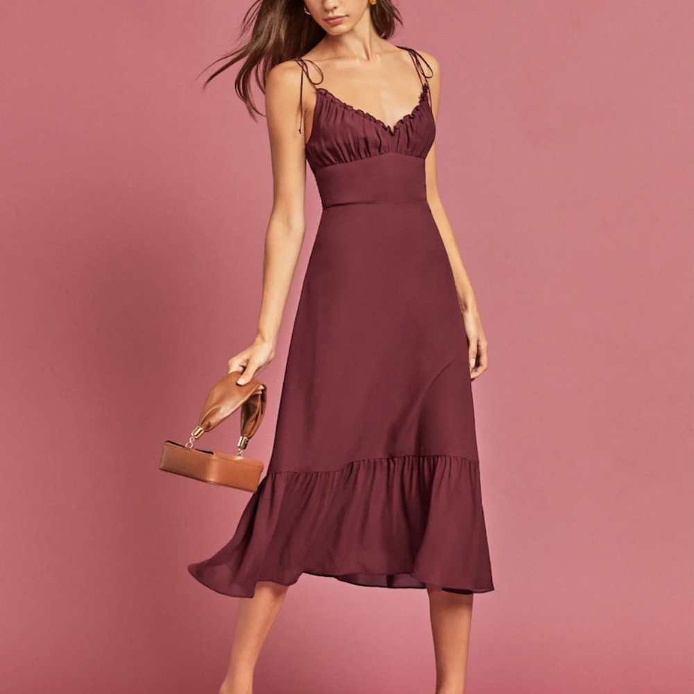 Reformation Embry Dress in Plum